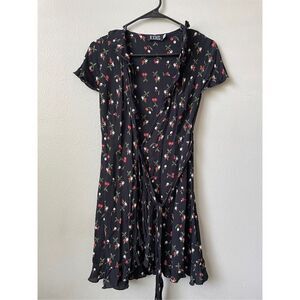 Dollz & Dames Cherry Lightweight Wrap Summer Nights Black Mini Dress Size XS